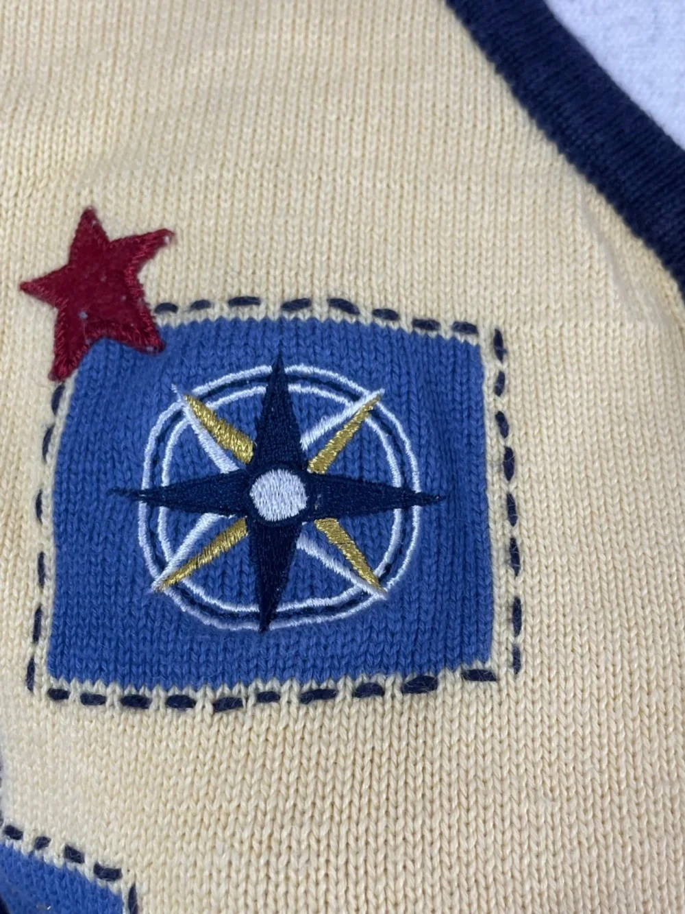 Lighthouse Embroidered Patch Cardigan M Nautical Sailor Anchor Patriotic Stars